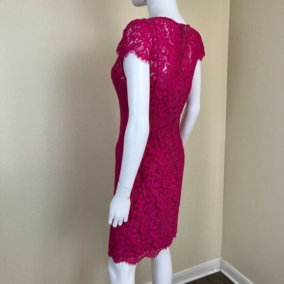 Alice + Olivia Women Size 8 Pink Lace Floral Sheath Mini Dress Cocktail Formal - Picture 11 of 17